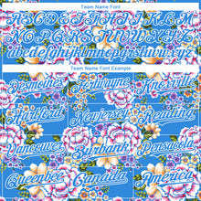 Load image into Gallery viewer, Custom Electric Blue White 3D Pattern Design Northeast China Big Flower Authentic Baseball Jersey
