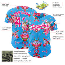 Load image into Gallery viewer, Custom Electric Blue Hot Pink-White 3D Pattern Design Northeast China Big Flower Authentic Baseball Jersey
