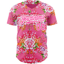 Load image into Gallery viewer, Custom Neon Pink Pink-White 3D Pattern Design Northeast China Big Flower Authentic Baseball Jersey
