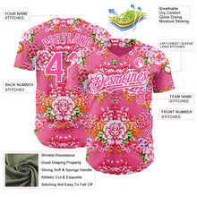 Load image into Gallery viewer, Custom Neon Pink Pink-White 3D Pattern Design Northeast China Big Flower Authentic Baseball Jersey
