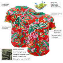 Load image into Gallery viewer, Custom Red Kelly Green-White 3D Pattern Design Northeast China Big Flower Authentic Baseball Jersey
