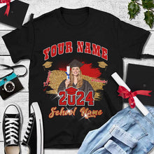 Load image into Gallery viewer, Custom Black Red-White 3D Graduation Performance T-Shirt
