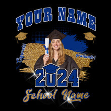 Load image into Gallery viewer, Custom Black Royal-White 3D Graduation Performance T-Shirt
