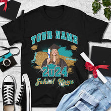 Load image into Gallery viewer, Custom Black Teal-White 3D Graduation Performance T-Shirt
