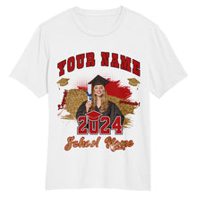 Load image into Gallery viewer, Custom White Red-Black 3D Graduation Performance T-Shirt
