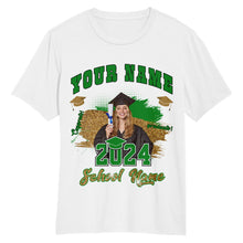 Load image into Gallery viewer, Custom White Grass Green-Black 3D Graduation Performance T-Shirt
