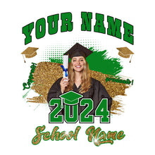 Load image into Gallery viewer, Custom White Grass Green-Black 3D Graduation Performance T-Shirt
