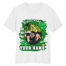 Load image into Gallery viewer, Custom White Green 3D Graduation Performance T-Shirt
