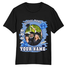 Load image into Gallery viewer, Custom Black White-Navy 3D Graduation Performance T-Shirt
