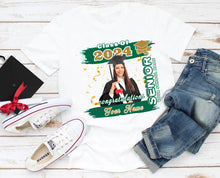Load image into Gallery viewer, Custom White Kelly Green-Old Gold 3D Graduation Performance T-Shirt
