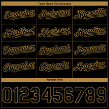 Load image into Gallery viewer, Custom Black Old Gold 3D American Flag Skull Patriotic Authentic Baseball Jersey
