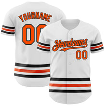 Load image into Gallery viewer, Custom White Orange-Black Line Authentic Baseball Jersey
