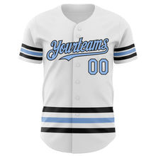Load image into Gallery viewer, Custom White Light Blue-Black Line Authentic Baseball Jersey
