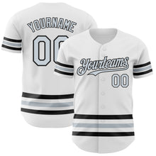 Load image into Gallery viewer, Custom White Silver-Black Line Authentic Baseball Jersey
