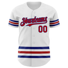 Load image into Gallery viewer, Custom White Red-Royal Line Authentic Baseball Jersey
