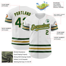 Load image into Gallery viewer, Custom White Green-Old Gold Line Authentic Baseball Jersey
