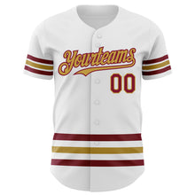 Load image into Gallery viewer, Custom White Crimson-Old Gold Line Authentic Baseball Jersey
