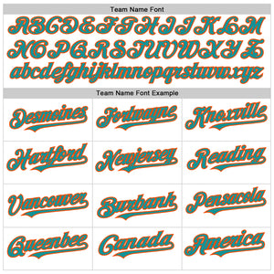 Custom White Teal-Orange Line Authentic Baseball Jersey