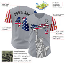 Load image into Gallery viewer, Custom Gray USA Flag-Black 3D American Flag Statue of Liberty Patriotic Authentic Baseball Jersey
