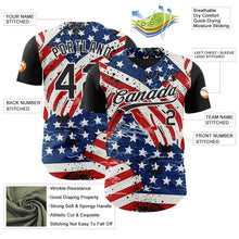 Load image into Gallery viewer, Custom White Black Royal-Red 3D American Flag Patriotic Authentic Baseball Jersey
