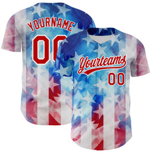 Load image into Gallery viewer, Custom White Red-Royal 3D American Flag Patriotic Authentic Baseball Jersey
