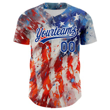 Load image into Gallery viewer, Custom Red Royal-White 3D American Flag Patriotic Authentic Baseball Jersey
