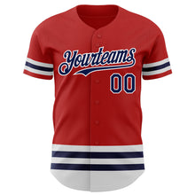 Load image into Gallery viewer, Custom Red Navy-White Line Authentic Baseball Jersey
