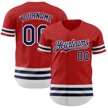 Load image into Gallery viewer, Custom Red Navy-White Line Authentic Baseball Jersey
