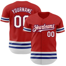 Load image into Gallery viewer, Custom Red White-Royal Line Authentic Baseball Jersey

