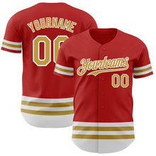 Load image into Gallery viewer, Custom Red Old Gold-White Line Authentic Baseball Jersey
