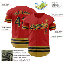 Load image into Gallery viewer, Custom Red Black-Old Gold Line Authentic Baseball Jersey
