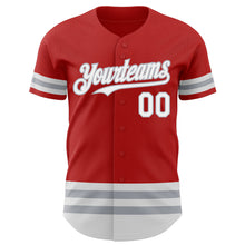 Load image into Gallery viewer, Custom Red White-Gray Line Authentic Baseball Jersey

