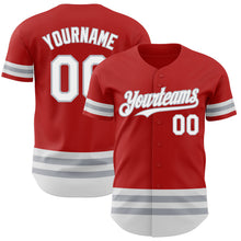 Load image into Gallery viewer, Custom Red White-Gray Line Authentic Baseball Jersey
