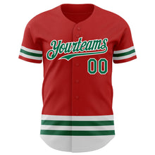 Load image into Gallery viewer, Custom Red Kelly Green-White Line Authentic Baseball Jersey
