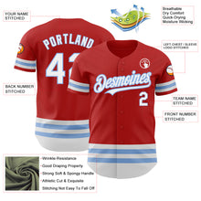 Load image into Gallery viewer, Custom Red White-Light Blue Line Authentic Baseball Jersey
