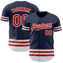 Load image into Gallery viewer, Custom Navy Red-White Line Authentic Baseball Jersey
