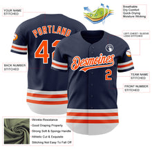Load image into Gallery viewer, Custom Navy Orange-White Line Authentic Baseball Jersey

