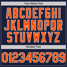 Load image into Gallery viewer, Custom Navy Orange-White Line Authentic Baseball Jersey
