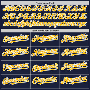 Custom Navy Gold-White Line Authentic Baseball Jersey