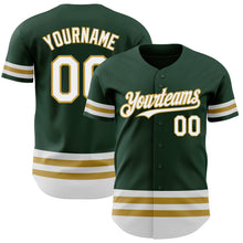 Load image into Gallery viewer, Custom Green White-Old Gold Line Authentic Baseball Jersey
