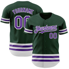 Load image into Gallery viewer, Custom Green Purple-White Line Authentic Baseball Jersey
