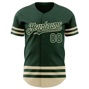 Custom Green Cream Line Authentic Baseball Jersey