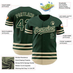 Custom Green Cream Line Authentic Baseball Jersey