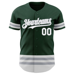 Custom Green White-Gray Line Authentic Baseball Jersey