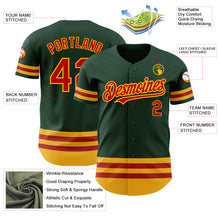 Load image into Gallery viewer, Custom Green Red-Gold Line Authentic Baseball Jersey
