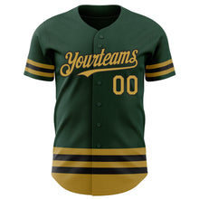 Load image into Gallery viewer, Custom Green Old Gold-Black Line Authentic Baseball Jersey
