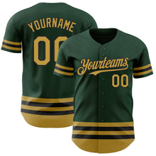 Load image into Gallery viewer, Custom Green Old Gold-Black Line Authentic Baseball Jersey
