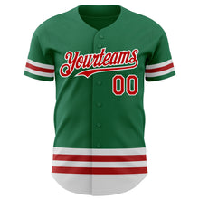 Load image into Gallery viewer, Custom Kelly Green Red-White Line Authentic Baseball Jersey
