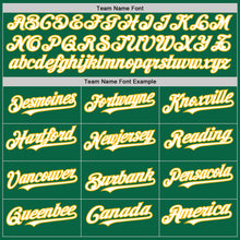 Load image into Gallery viewer, Custom Kelly Green White-Gold Line Authentic Baseball Jersey
