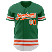 Load image into Gallery viewer, Custom Kelly Green Orange-White Line Authentic Baseball Jersey
